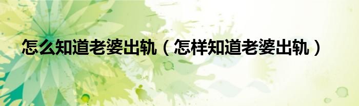 调查妻子出轨的真相(h)_调查老婆出轨_出轨老婆调查家庭情况